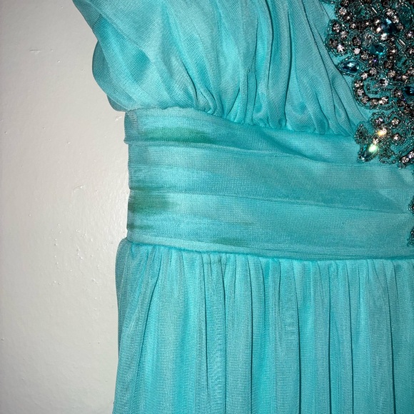 Jodi Kristopher Turquoise Dress with Beaded Accents - Picture 4 of 6